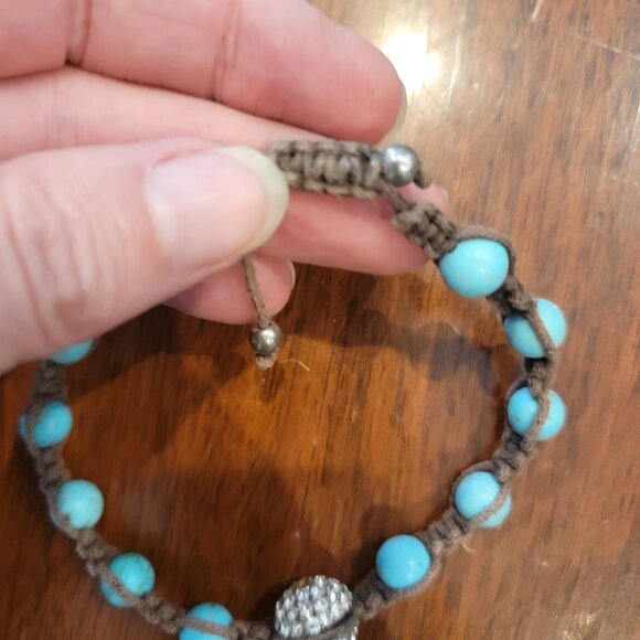 Turquoise Bead Retro Boho or Buddhist Bracelet - 9mm - Adjustable - Picture 5 of 8